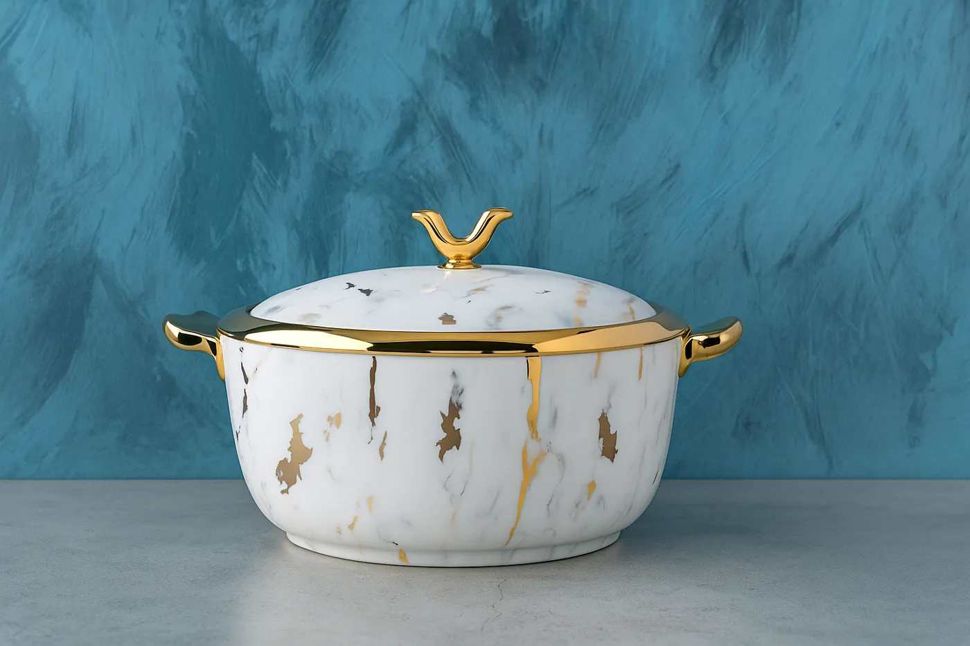 Marble and gold pot
